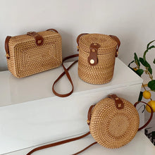 Load image into Gallery viewer, Handwoven Crossbody Bag Adjustable Strap Rattan Women Handbags Large-capacity Portable Durable Storage for Ladies Shopping Trip
