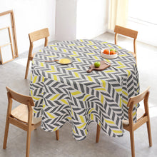 Load image into Gallery viewer, Japan Style Tablecloth Cotton Linen Round Table Cloth Nordic Table Cover for Home Wedding Party Decoration Printed White Yellow
