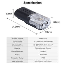 Load image into Gallery viewer, 10pcs 2pin Pluggable Wire Connector Quick Splice Electrical Cable Crimp Terminals for Wires Wiring 22-20AWG LED Car Connectors
