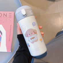 Load image into Gallery viewer, Holaroom Stainless Steel Thermos Vacuum Flask Creative Straw Cup Cute Thermal Insulation Water Bottle Practical Gift About 380ml
