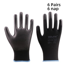 Load image into Gallery viewer, 6 Pairs GMG CE EN388 Red Polyester Black PU Work Safety Gloves Garden Construction industry Mechanic Working Gloves
