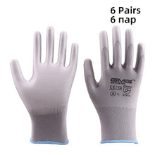 Load image into Gallery viewer, 6 Pairs GMG CE EN388 Red Polyester Black PU Work Safety Gloves Garden Construction industry Mechanic Working Gloves
