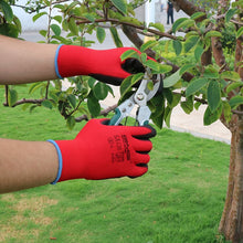 Load image into Gallery viewer, 6 Pairs GMG CE EN388 Red Polyester Black PU Work Safety Gloves Garden Construction industry Mechanic Working Gloves
