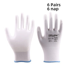 Load image into Gallery viewer, 6 Pairs GMG CE EN388 Red Polyester Black PU Work Safety Gloves Garden Construction industry Mechanic Working Gloves
