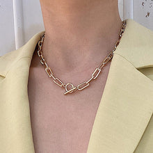 Load image into Gallery viewer, Thick Chain Toggle Clasp Necklaces Mixed Linked Circle Necklaces for Women Minimalist Choker Necklace Hot Jewelry
