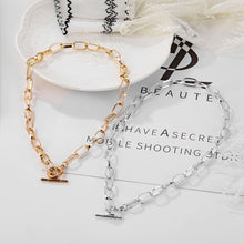 Load image into Gallery viewer, Thick Chain Toggle Clasp Necklaces Mixed Linked Circle Necklaces for Women Minimalist Choker Necklace Hot Jewelry
