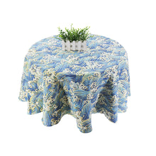 Load image into Gallery viewer, Japan Style Tablecloth Cotton Linen Round Table Cloth Nordic Table Cover for Home Wedding Party Decoration Printed White Yellow
