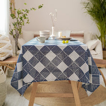 Load image into Gallery viewer, Japanese Style Cotton Linen Tablecloth Washable Rectangular Blue Sea Ripple Home Coffee Dining Table Fireplace Microwave Cover
