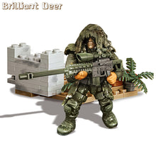 Load image into Gallery viewer, Jungle Snow Desert Combat Scene Special Force WW2 Military Toy Soldiers Action Figure Army Weapon Gun Vest Building Blocks Set
