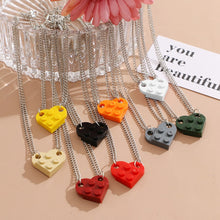 Load image into Gallery viewer, KISS WIFE Punk 2Pcs Heart Brick Couples Love Necklace For Lovers Women Men Elements Friendship Necklaces Valentines Jewelry
