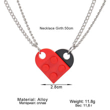 Load image into Gallery viewer, KISS WIFE Punk 2Pcs Heart Brick Couples Love Necklace For Lovers Women Men Elements Friendship Necklaces Valentines Jewelry

