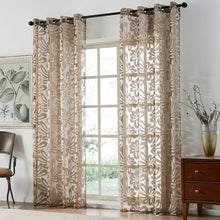Load image into Gallery viewer, Brown Short Geometric Tulle Voile Hall Curtains for Living Room Bedroom Kitchen Curtain Shade Window Voile Curtain Fabric Drapes
