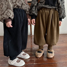 Load image into Gallery viewer, Kids Pants New Winter Children Velvet Leggings Boys Girls Baby Thick Warm Stripe Casual 2023 Vintage Pleated Versatile
