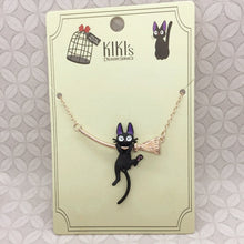 Load image into Gallery viewer, Kiki's Delivery Service Jiji Cat Broom Pendants Fashion Jewelry for Women Black Cat Hanging Wand Necklace Witches Jewelry
