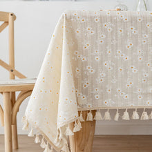 Load image into Gallery viewer, Korean Style Small Daisy Cotton Floral Tablecloth,Tea Table Decoration,Rectangle Table Cover For Kitchen Wedding Dining Room
