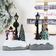 Load image into Gallery viewer, LED Christmas Village Ornaments Microlandscape Resin Figurines Decoration Santa Claus Pine Needles Snow View Holiday Gift
