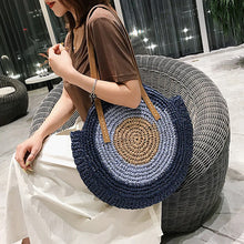 Load image into Gallery viewer, Large Capacity Round Women Fashionable Straw Woven Shoulder Bag Handmade Summer Beach Travel Holiday Women Tote Bags
