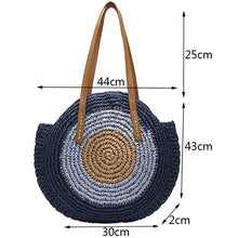 Load image into Gallery viewer, Large Capacity Round Women Fashionable Straw Woven Shoulder Bag Handmade Summer Beach Travel Holiday Women Tote Bags
