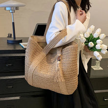 Load image into Gallery viewer, Large Capacity Weave Tote Summer Beach Straw Handbag Tassel Design Female Bohemian Shoulder Bag for Women Ladies Travel Bag
