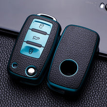 Load image into Gallery viewer, Leather Car Key Case Full Cover Protection Shell Bag for Polo Tiguan Passat Golf Jetta Lavida Skoda Octavia
