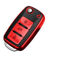Load image into Gallery viewer, Leather Car Key Case Full Cover Protection Shell Bag for Polo Tiguan Passat Golf Jetta Lavida Skoda Octavia
