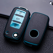 Load image into Gallery viewer, Leather Car Key Case Full Cover Protection Shell Bag for Polo Tiguan Passat Golf Jetta Lavida Skoda Octavia
