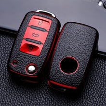 Load image into Gallery viewer, Leather Car Key Case Full Cover Protection Shell Bag for Polo Tiguan Passat Golf Jetta Lavida Skoda Octavia
