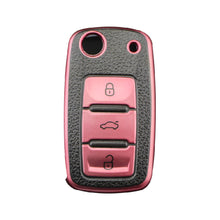 Load image into Gallery viewer, Leather Car Key Case Full Cover Protection Shell Bag for Polo Tiguan Passat Golf Jetta Lavida Skoda Octavia
