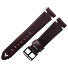Load image into Gallery viewer, Leather Watchband Black Dark Brown Oil Wax Leather Watch Strap Italian 18mm 20mm 22mm Quick Release Watch Belt Handmade
