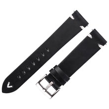 Load image into Gallery viewer, Leather Watchband Black Dark Brown Oil Wax Leather Watch Strap Italian 18mm 20mm 22mm Quick Release Watch Belt Handmade
