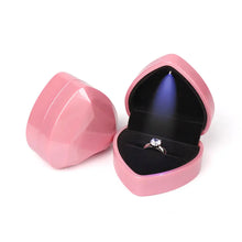 Load image into Gallery viewer, Luxury Jewelry Couple Ring Box With LED Light For Engagement Wedding Ring Box Festival Birthday Jewerly Ring Display Gift Boxes
