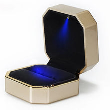 Load image into Gallery viewer, Luxury Jewelry Couple Ring Box With LED Light For Engagement Wedding Ring Box Festival Birthday Jewerly Ring Display Gift Boxes
