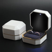 Load image into Gallery viewer, Luxury Jewelry Couple Ring Box With LED Light For Engagement Wedding Ring Box Festival Birthday Jewerly Ring Display Gift Boxes
