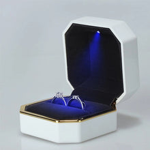 Load image into Gallery viewer, Luxury Jewelry Couple Ring Box With LED Light For Engagement Wedding Ring Box Festival Birthday Jewerly Ring Display Gift Boxes
