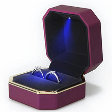 Load image into Gallery viewer, Luxury Jewelry Couple Ring Box With LED Light For Engagement Wedding Ring Box Festival Birthday Jewerly Ring Display Gift Boxes
