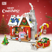 Load image into Gallery viewer, LOZ Mini Christmas Santa Claus House Model Building Block With Snowman Dolls Architecture Bricks DIY Christmas Toy Kid Gifts
