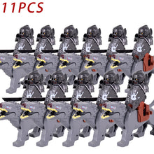 Load image into Gallery viewer, MOC Medieval lotr Figures Orc Soldiers Raider Vargr Wolf Elephant Mount Knights Building Blocks Bricks Toys for children gifts
