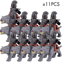 Load image into Gallery viewer, MOC Medieval lotr Figures Orc Soldiers Raider Vargr Wolf Elephant Mount Knights Building Blocks Bricks Toys for children gifts
