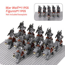 Load image into Gallery viewer, MOC Medieval lotr Figures Orc Soldiers Raider Vargr Wolf Elephant Mount Knights Building Blocks Bricks Toys for children gifts

