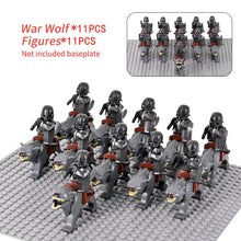 Load image into Gallery viewer, MOC Medieval lotr Figures Orc Soldiers Raider Vargr Wolf Elephant Mount Knights Building Blocks Bricks Toys for children gifts
