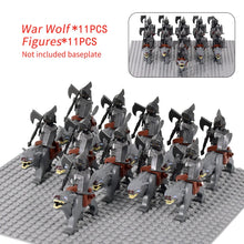 Load image into Gallery viewer, MOC Medieval lotr Figures Orc Soldiers Raider Vargr Wolf Elephant Mount Knights Building Blocks Bricks Toys for children gifts
