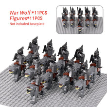 Load image into Gallery viewer, MOC Medieval lotr Figures Orc Soldiers Raider Vargr Wolf Elephant Mount Knights Building Blocks Bricks Toys for children gifts
