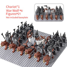 Load image into Gallery viewer, MOC Medieval lotr Figures Orc Soldiers Raider Vargr Wolf Elephant Mount Knights Building Blocks Bricks Toys for children gifts
