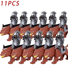 Load image into Gallery viewer, MOC Medieval lotr Figures Orc Soldiers Raider Vargr Wolf Elephant Mount Knights Building Blocks Bricks Toys for children gifts
