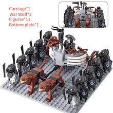 Load image into Gallery viewer, MOC Medieval lotr Figures Orc Soldiers Raider Vargr Wolf Elephant Mount Knights Building Blocks Bricks Toys for children gifts
