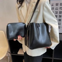 Load image into Gallery viewer, Retro Shoulder Tote Bag Set For Women Wide Strap Soft PU Leather Crossbody Bags With Small Purse Large Capacity Shoppers
