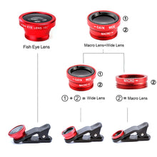 Load image into Gallery viewer, Macro Lens For Phone Lens 3 in 1 Cell Phone Magnifier Wide Angle Macro Fisheye Lens For Mobile Phones Lens For Macro Photography

