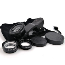 Load image into Gallery viewer, Macro Lens For Phone Lens 3 in 1 Cell Phone Magnifier Wide Angle Macro Fisheye Lens For Mobile Phones Lens For Macro Photography
