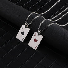 Load image into Gallery viewer, Men Statement Poker Lucky Ace of Spades Pendant Necklace Red Black Silver Color Stainless Steel Long Chain Necklaces Jewelry
