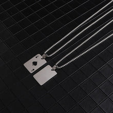 Load image into Gallery viewer, Men Statement Poker Lucky Ace of Spades Pendant Necklace Red Black Silver Color Stainless Steel Long Chain Necklaces Jewelry
